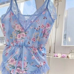 Lace Floral Night Romper